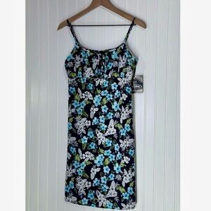 Vintage Fashion Bug NWT Floral Mini Dress Navy Blue Hibiscus‎ Y2K 90s Grunge 8